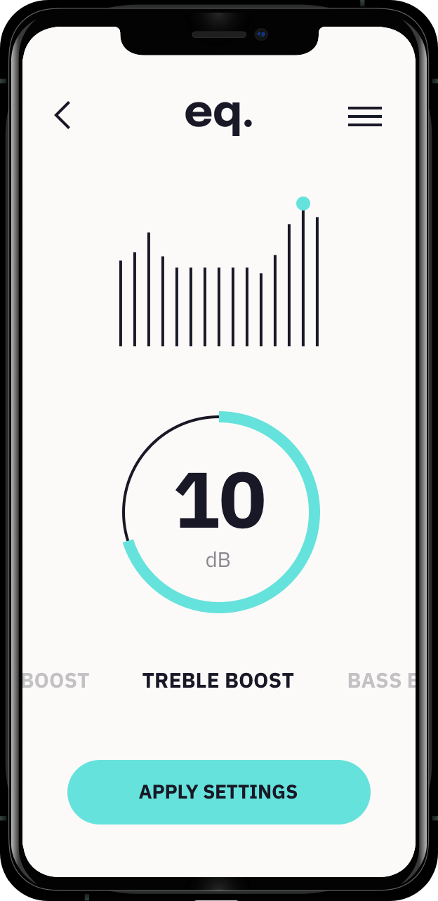 Image of a mobile displaying equalizer app